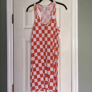 Game Bibs orange and white checkered dress